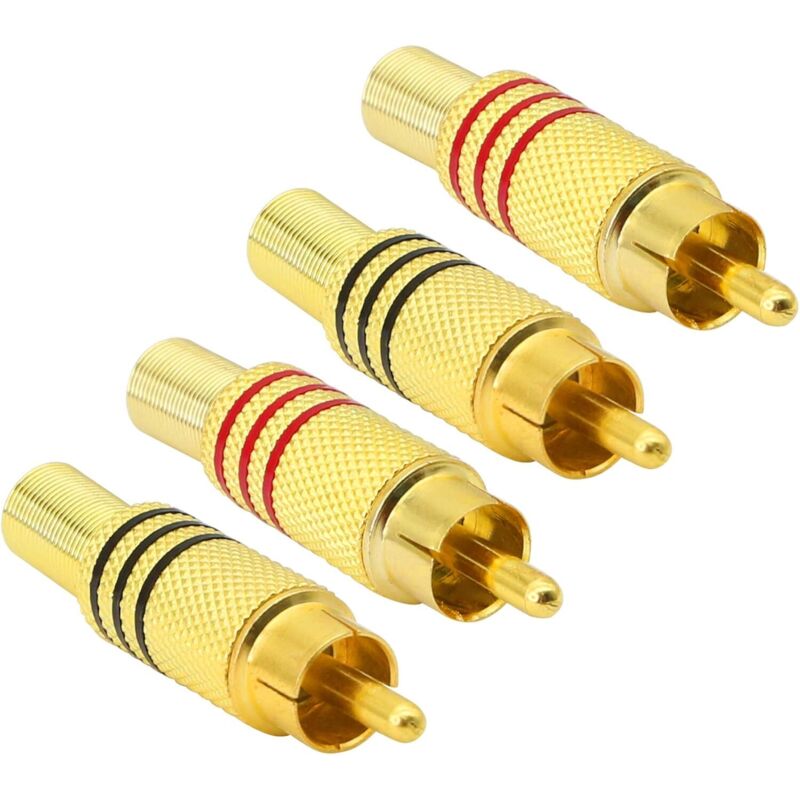 Rca-audiostecker, Vergoldeter Männlicher Stereo-av-anschluss Mit Federbelastetem Koaxialem Audio-lötadapter (4er-pack)