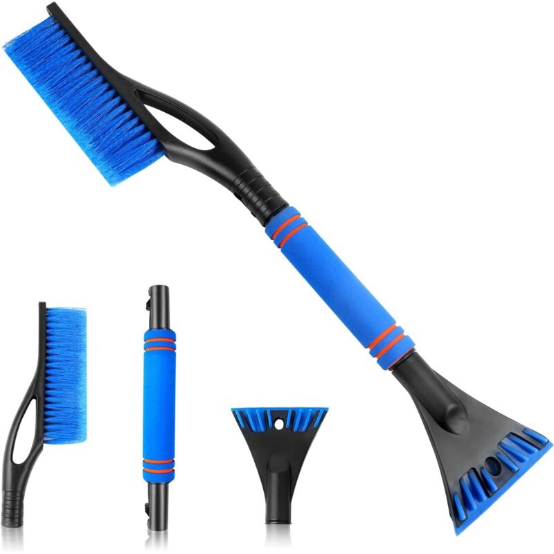 2-in-1 Schneebesen Und Eiskratzer, Scheibenkratzer Mit Bürste, Abnehmbarer Eiskratzer Mit Rutschfestem Griff Für Windschutzscheiben Und Fenster, 60 Cm