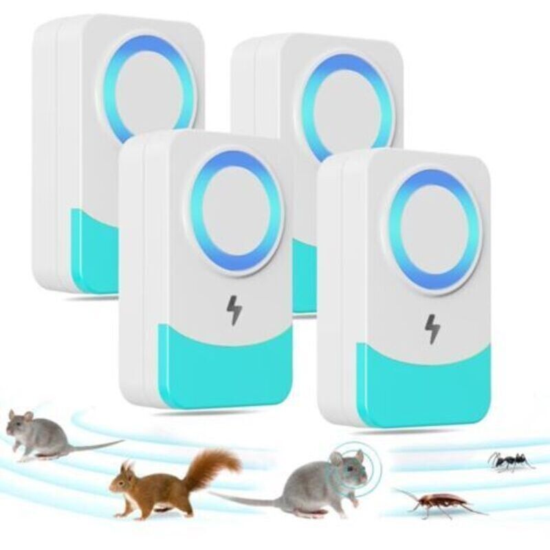4er-pack Ultraschall-nagerabwehrgeräte, 60 Hz Schaltfrequenz, Leistungsstarkes Ultraschallabwehrmittel Gegen Mäuse Und Ratten Für Vielseitige Anwendung.