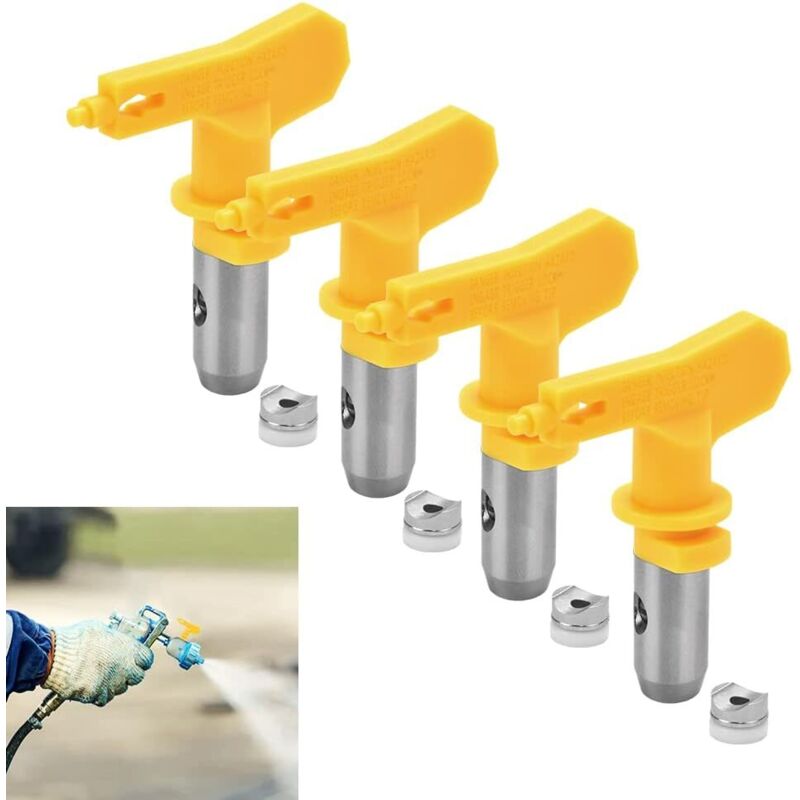 4 Stück Airless-spritzdüsen Aus Wolframstahl, Größen 517 Und 415, Zwei Größen, Reversible Spritzpistole Mit 4 Dichtungsringen, Langlebige Düse