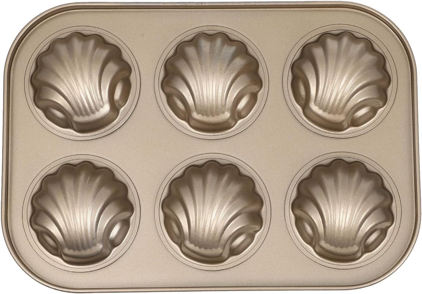 Antihaft Backform Muschel Design Golden 6 Fach Mulden Kuchenform Aus Langlebigem Material Hitzebeständig Für Backen Zu Hause Und Kücheneinsatz