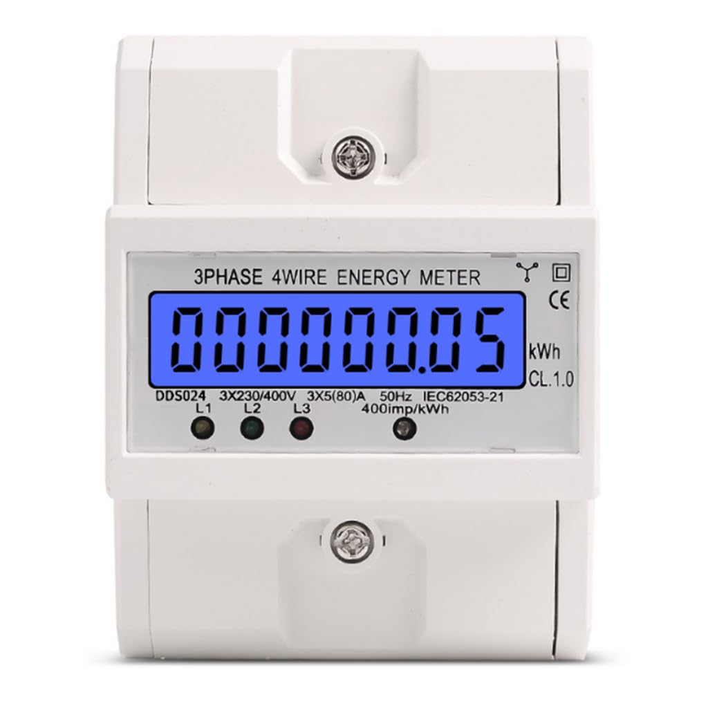 Digitaler Stromzähler Mit Lcd-anzeige, 3-phasig, 4-adrig, Wechselstromzähler, Kalibrierter Stromzähler, Dreistromzähler Für Din-schienenmontage, Zwischenzähler, Stromkalibrierung 230/400 V, 5–80 A