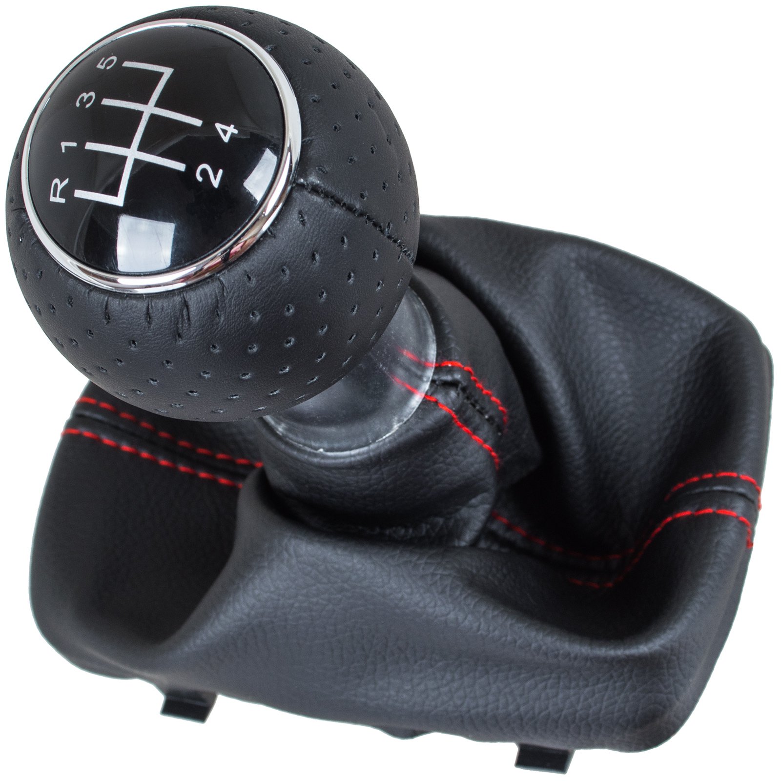Audi A3 I 8l 96-03 Schwarzer Schaltknauf + Schwarze Schaltmanschette Mit Rotem Faden, 5-gang