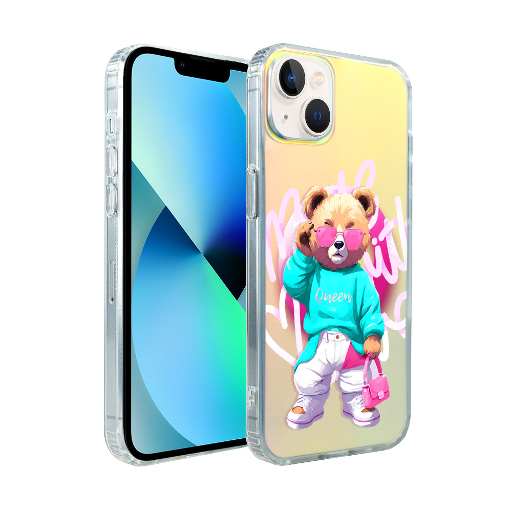 Iphone 13 Ibizu California Sunset Hülle Mit Magsafe, Farbwechsel, Pink Queen, Stylischem Teddybärenmotiv