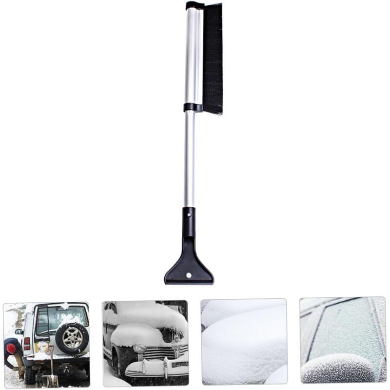 Stück Silberne Schneeschaufelbürste, Teleskopischer Auto-schnee- Und Eiskratzer, Abnehmbarer Schneeräumbesen, Eiskratzer, Autozubehör, Aluminiumlegierung