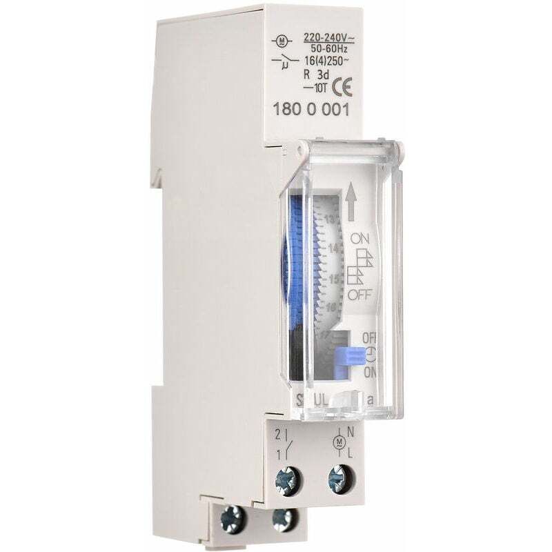 Mechanischer 24-stunden-timer, Mindestzeit 15 Minuten, Schienenmontage, Integrierter Akku, Sul180a, Wechselstrom 220–240 V