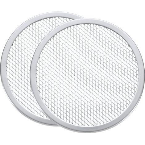 Set Mit 2 Professionellen Runden Pizzablechen Aus Aluminium Mit Silbernen Backrosten, 30 Cm