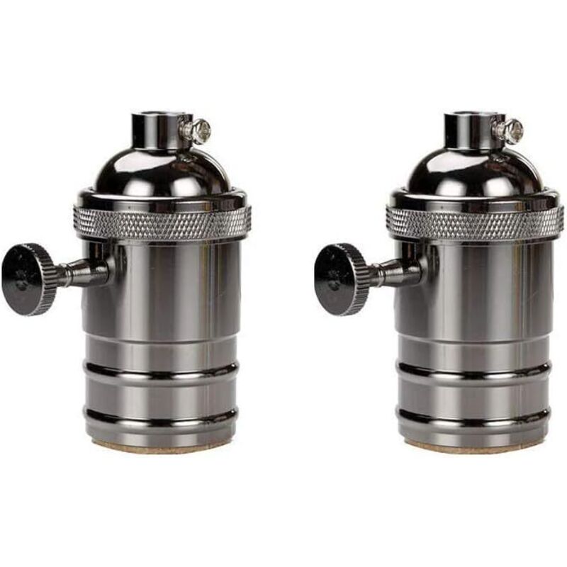 2 Stück Vintage-lampenfassung, Edison Vintage E27 Lampenadapter Mit Kabellosem Retro-vintage-kronleuchterschalter, Schwarz