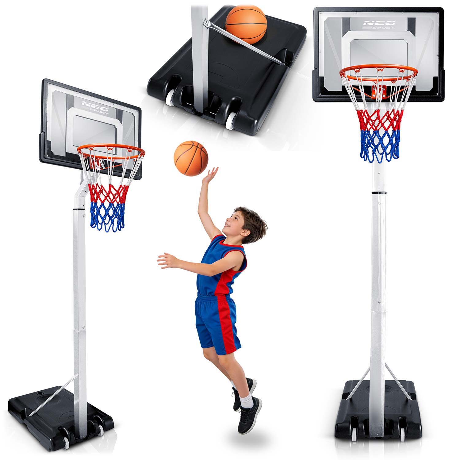 Basketballkorb 150-260 Cm Verstellbar, Freistehend, Stabil, Mobil Neo-sport Ns-281