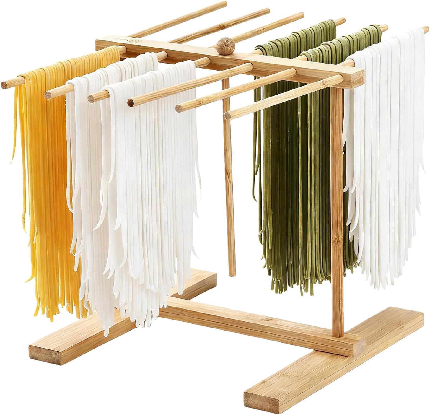 Séchoir À Pâtes, Support À Pâtes, Séchoir À Pâtes En Bois Avec 12 Bras Amovibles, Séchoir Pliable Avec Barre De Transfert Pour Pâtes Italiennes Et Chinoises