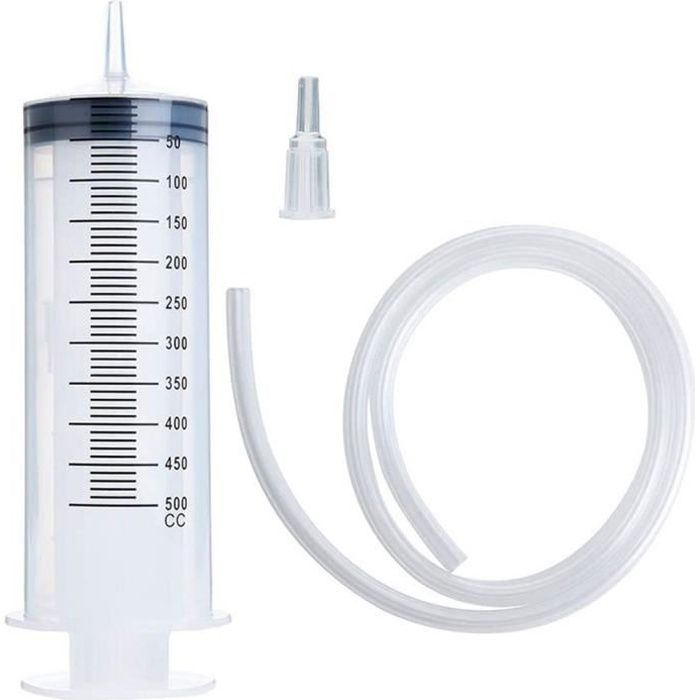 Seringue Haute Capacité De 500 Ml, Seringue En Plastique Avec Capuchon De Conversion, Adaptée Aux Applicateurs De Colle Liquide Et Aux Huiles, Blanche.