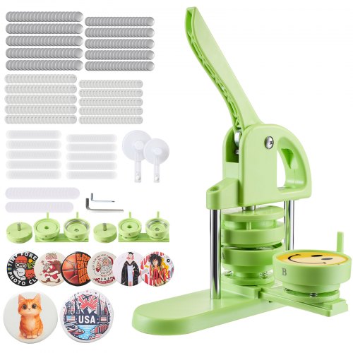 Buttonmaschine Knopfmachermaschine Badge Punch Press 58/75 Mm, Pinmaker Mit200 Knopfteilen & Kreisschneider & Zauberbuch & Verstärkter Ergonomischer Griff, Diy Badge Press Machine Grün