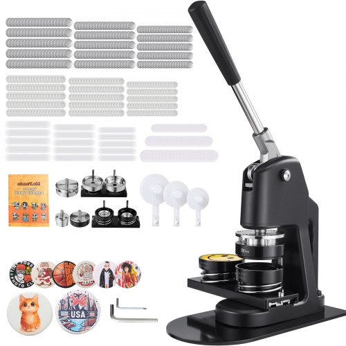 Buttonmaschine Knopfmachermaschine Badge Punch Press 32 / 58 / 75 Mm, Pinmaker Mit 300 Buttonteilen & Kreisschneider & Zauberbuch & Verstärkter Ergonomischer Griff, Diy Badge Machine Schwarz