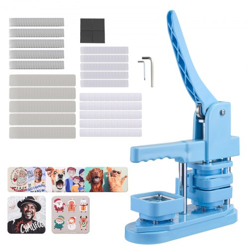 Buttonmaschine Knopfmachermaschine Badge Punch Press 50 X 50 Mm Quadratisch, Pinmaker Mit Weißblech-vorderschalen & Magnetischen Rückseiten & Ergonomischer Griff, Diy Badge Press Machine Blau