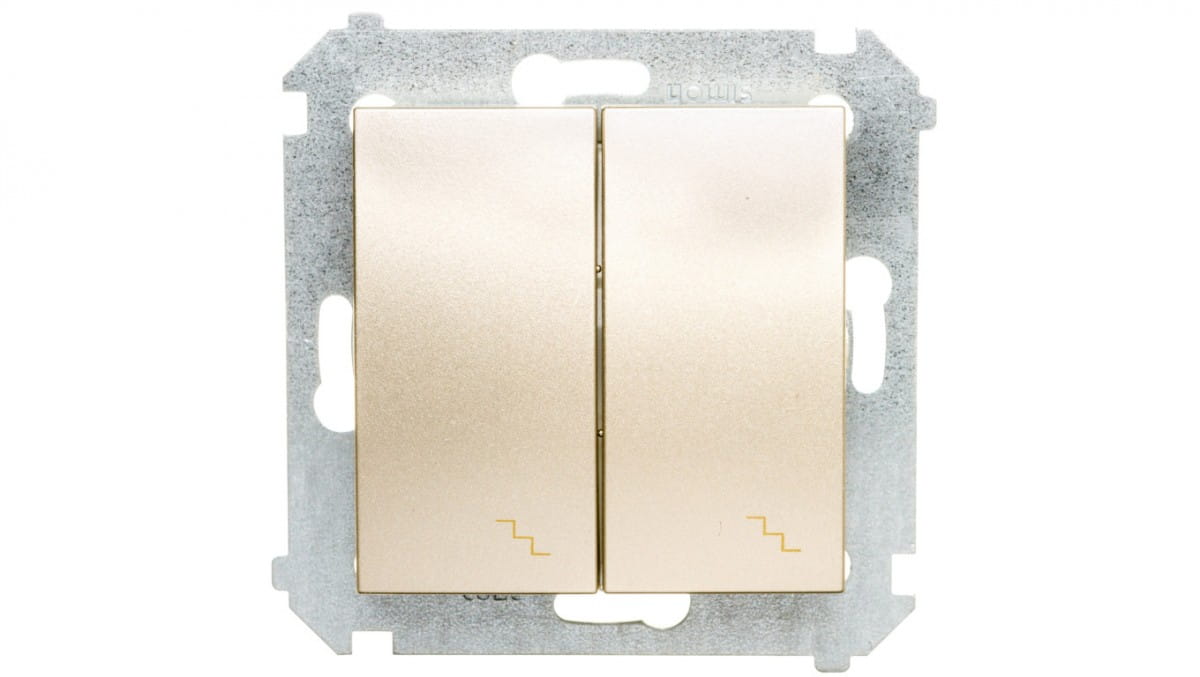 Simon 54 Doppeltreppenschalter Mit Beleuchtung, Mattgold Dw6/2l.01/44