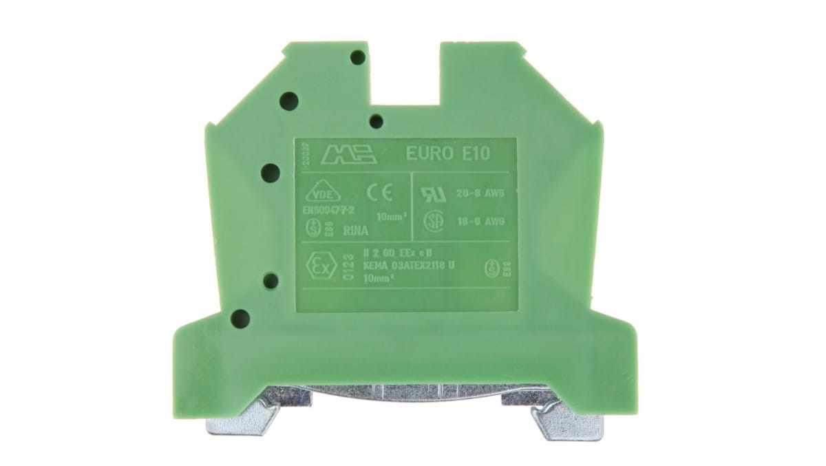 Schutzschienenverbinder 10mm2 Grün-gelb 10 43458