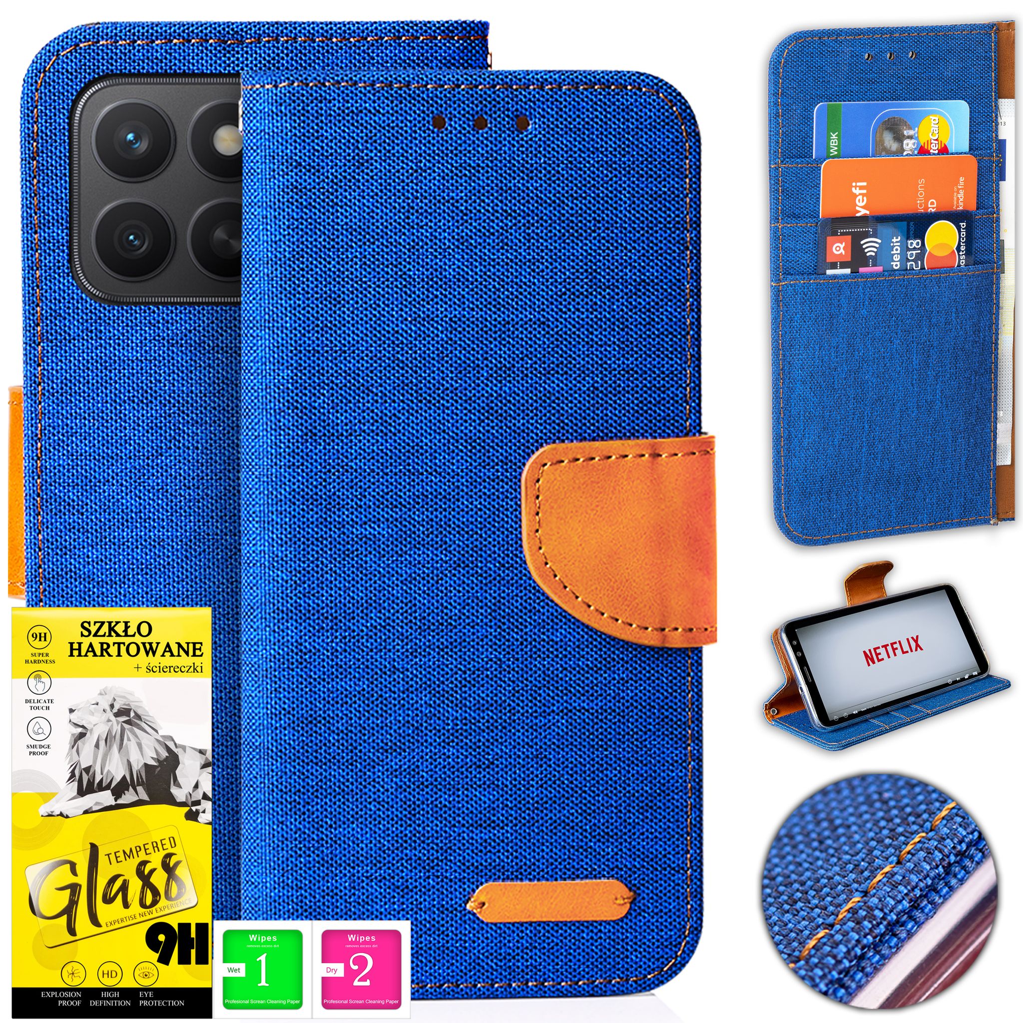 Honor X8c Schutzhülle Aus Canvas Mit Magnetverschluss Und 9h-glas