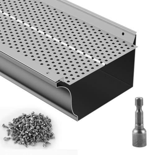 Dachrinnenschutz, 152 Mm Breite, Aluminium-blattfilter, Dachrinnenabdeckung Zum Selbermachen, 26 Stück, 264 Cm Gesamtlänge, 4 Mm Lochdurchmesser Und 0,5 Mm Dick. Raptor Dachrinnenschutz