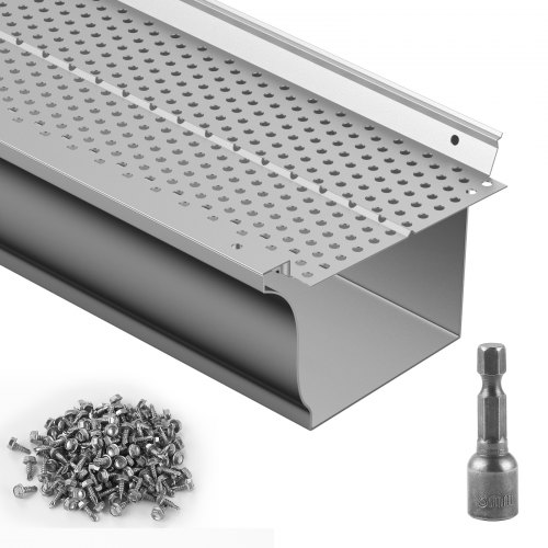 Dachrinnenschutz, 12,7 Cm Breit, Aluminium-blattfilter, Selbstgemachte Dachrinnenabdeckung, 26 Stück, 31,7 M Gesamtlänge, Φ 4 Mm Lochdurchmesser Und 0,5 Mm Dick, Passend Für Jeden Dachrinnentyp