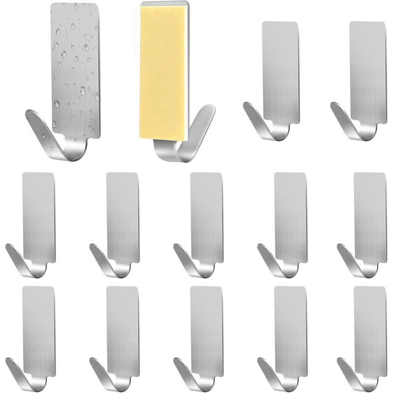 12 Selbstklebende Wandhaken, Klebehaken Für Küche Und Bad, Kein Bohren Erforderlich, Selbstklebende Handtuchhaken, Edelstahl, 3,5 X 1,5 Cm