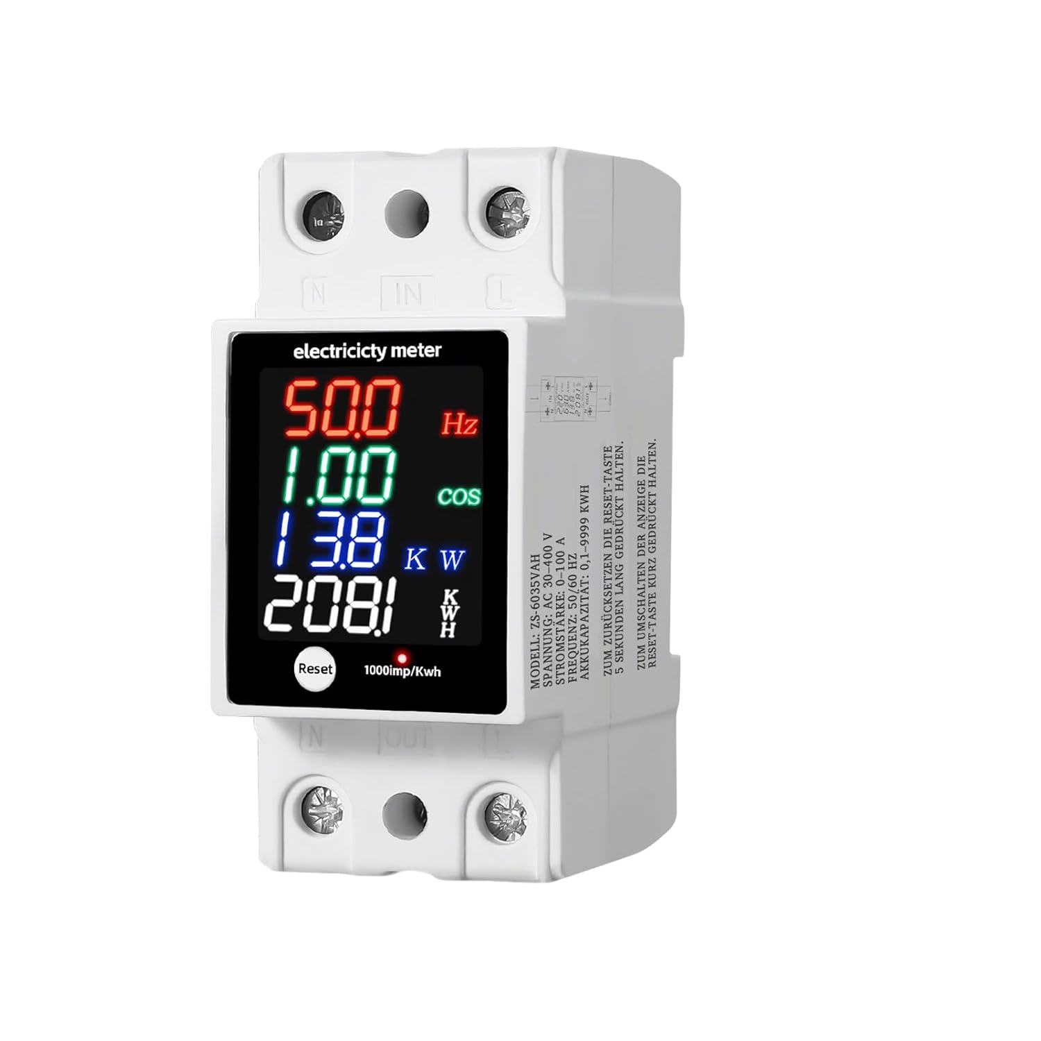 Lcd Digitale Stromzähler 5(80) A 220v B Geeicht,intelligente Echtzeitanzeige,wechselstromzähler Hutschiene Kwh Zähler 1-phasiger 2-poliger 2p-din-schienen-stromzähler