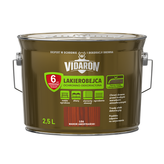 Vidaron Schutz- Und Dekorlackbeize Für Holz, 2,5 L, Amerikanisches Mahagoni L09