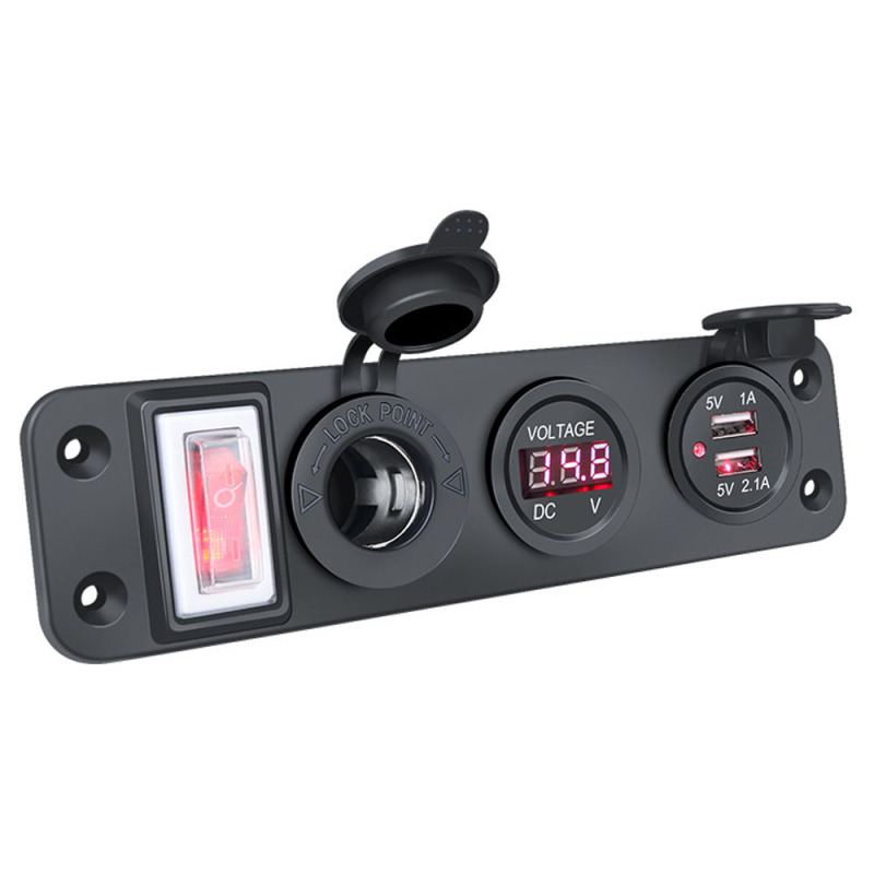 Doppelte Schnelllade-usb-buchse, Zigarettenanzünderbuchse, Stromausgang Mit Led-voltmeter Und Ein-/ausschalter Für 12-24v-geräte (auto, Lkw, Boot).
