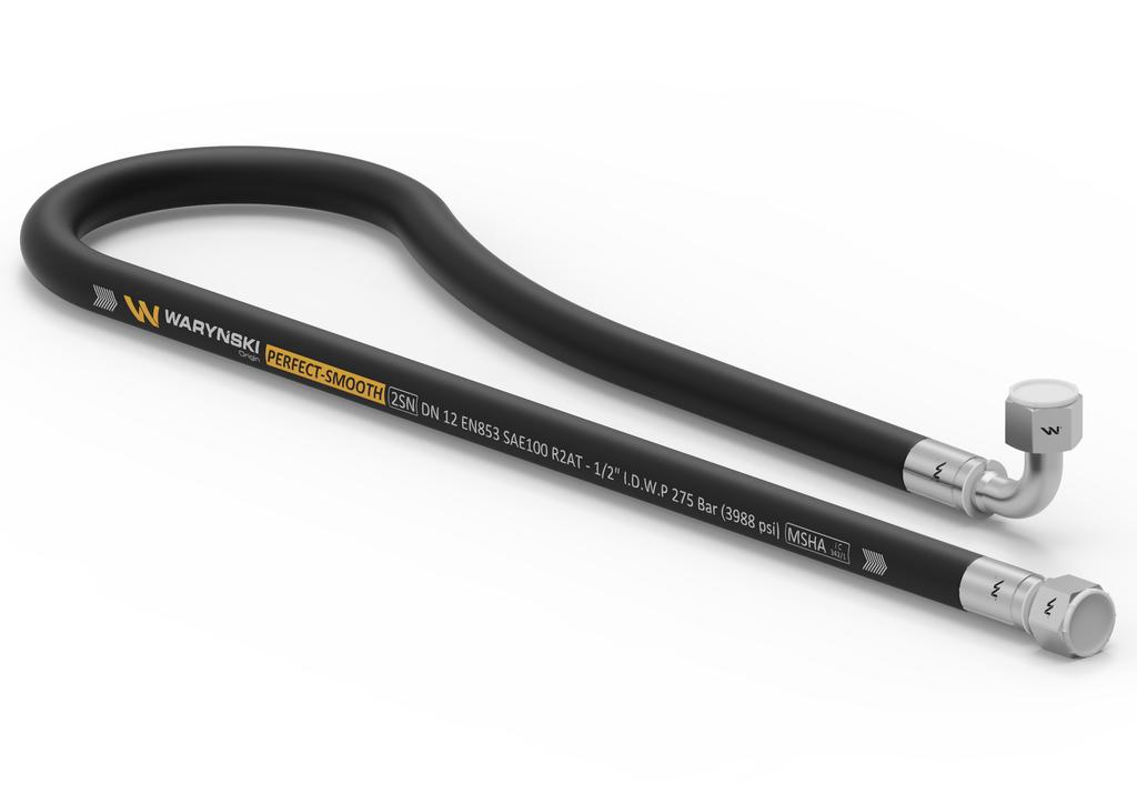 Glatter Hydraulikschlauch Mit Dichtung – 275 Bar, Gewinde M22x1,5 Gerade/90°, L-3000 Mm, Dn12-2sn (ak-13-3000 P11p12), 27,5 Mpa, Waryński
