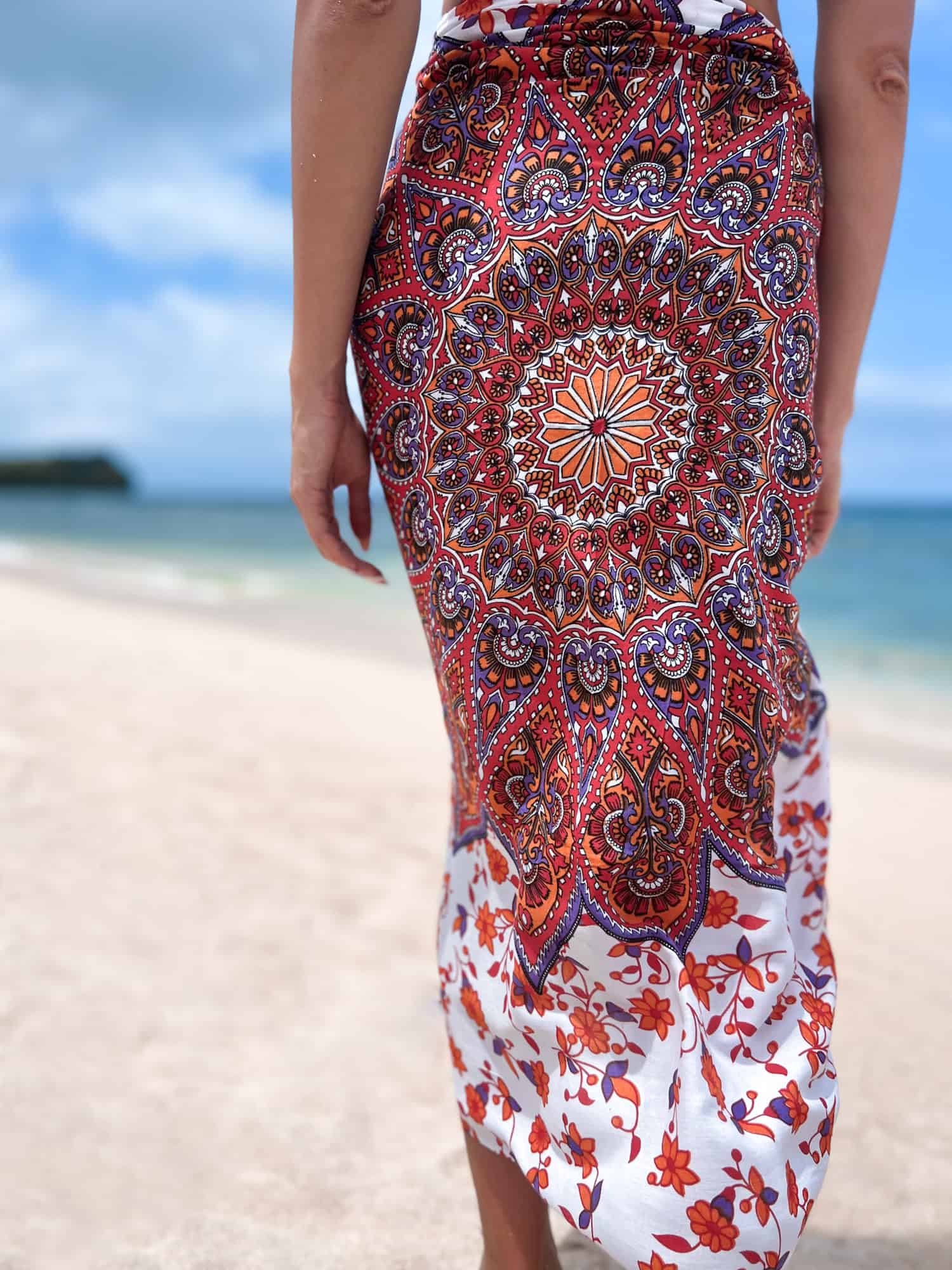 Strandpareo Mandala-schal Orange Und Weiß