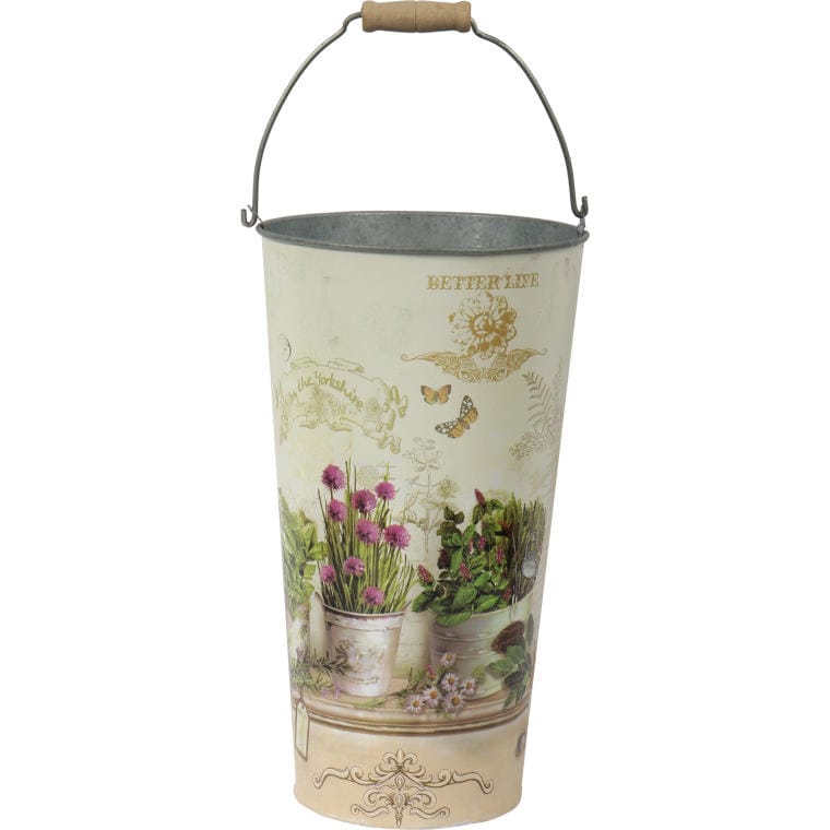 Dekorative Abdeckung „oval Butterfly Ii“ – Galvanisiert, Florales Motiv, Grün-beige