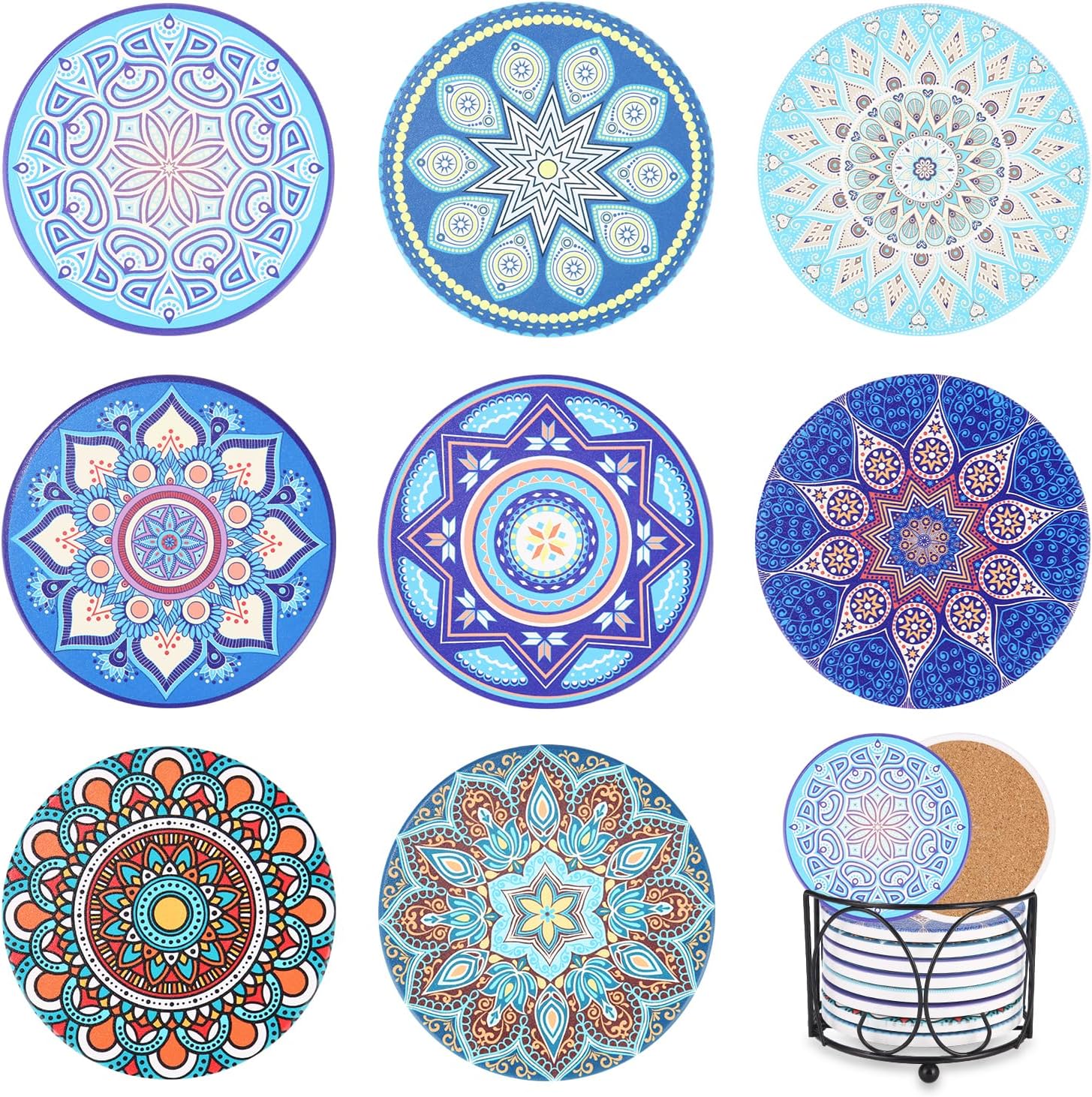 Dessous De Verre En Céramique, Lot De 8, Avec Support, Absorbants, Pour Verres, Bougies, Bar, Vases, Cuisine, Décoration De Salon