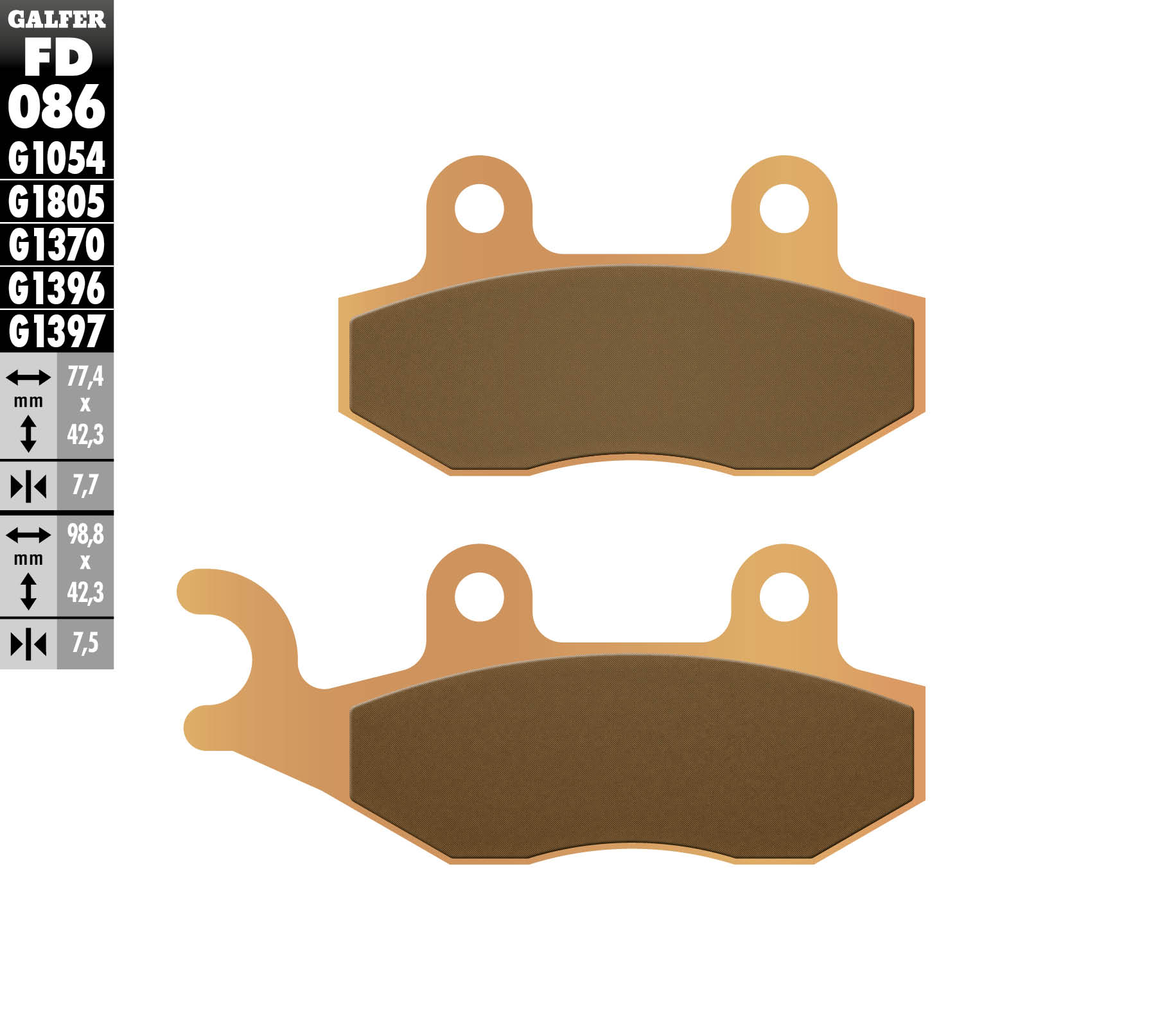Galfer Bremsbeläge Kh135 / Kh214 Sintermetall (gold) Offroad