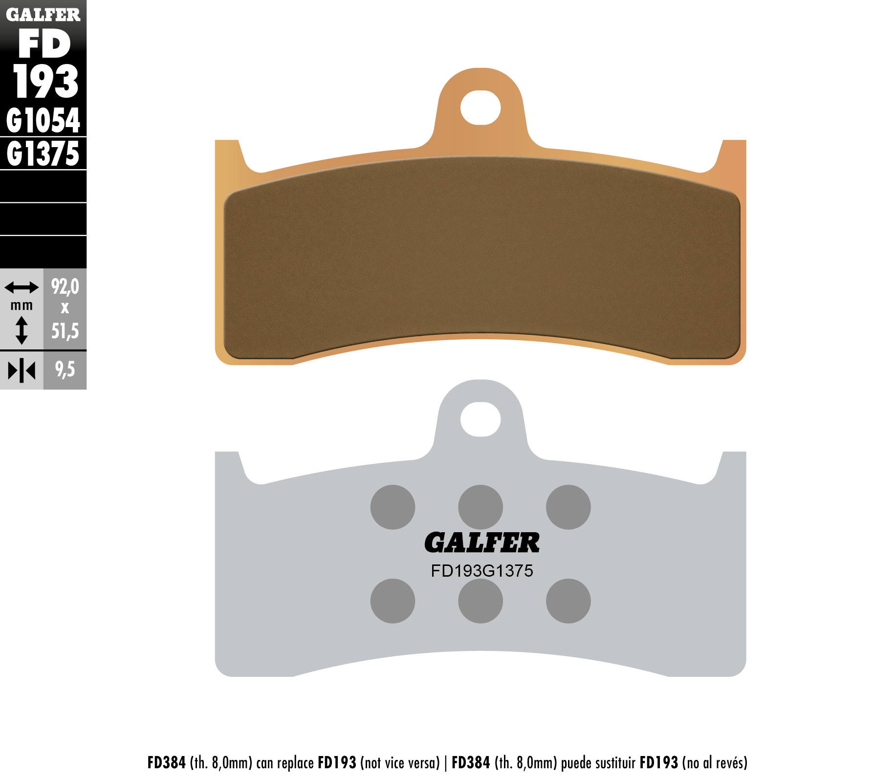 Galfer Bremsbeläge Kh249 Sintermetall (gold) Sport