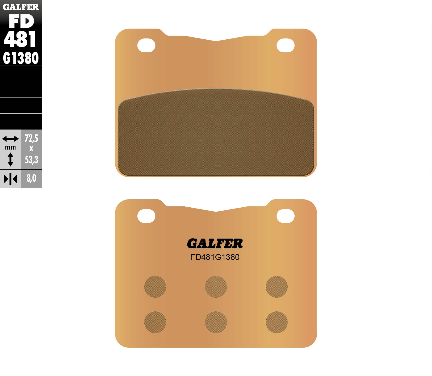 Galfer Bremsbeläge Kh627 Sintermetall (gold) Sym 250/400/600