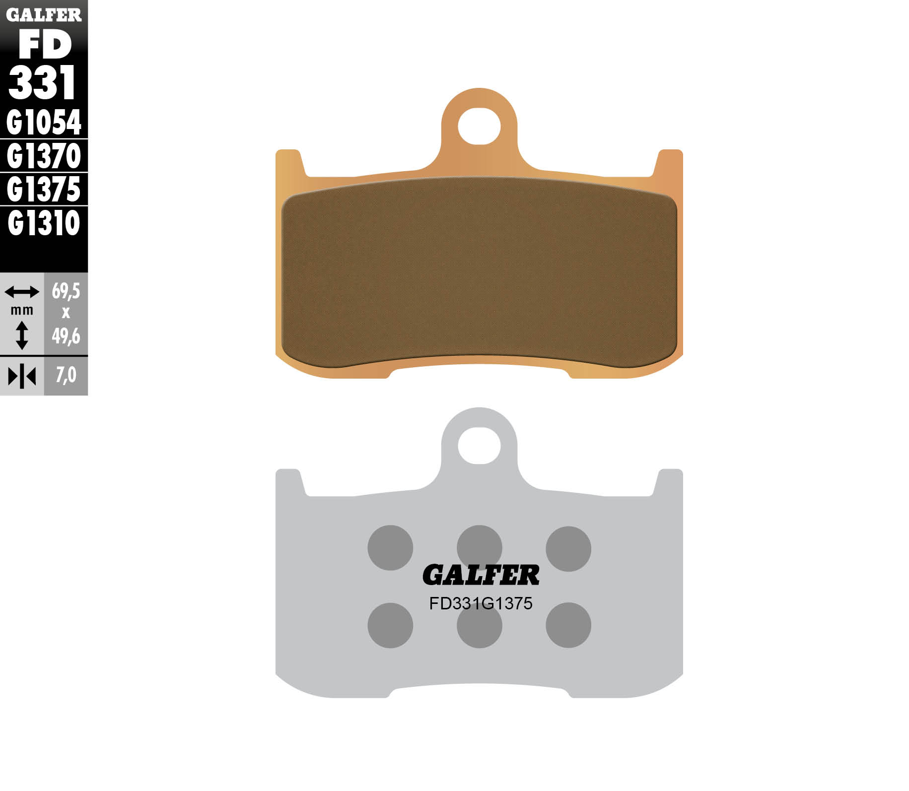 Galfer Bremsbeläge Kh347 Sintermetall (gold) Sport, Vorne
