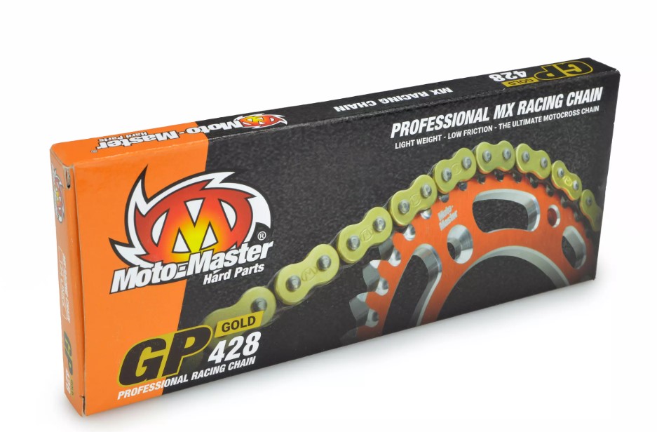 Moto-master Antriebskette Gp-428 Mx Professionelle Motocross-rennkette Ohne O-ringe, Goldfarbe (134 Glieder, Inklusive Klammern)