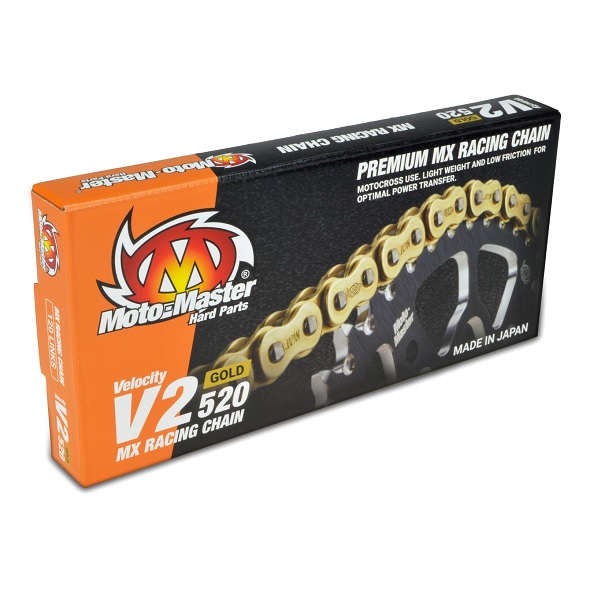 Moto-master Antriebskette V2-428g Mx Racing Goldkette Reguläre Goldfarbe (130 Glieder, Klammer Inklusive)