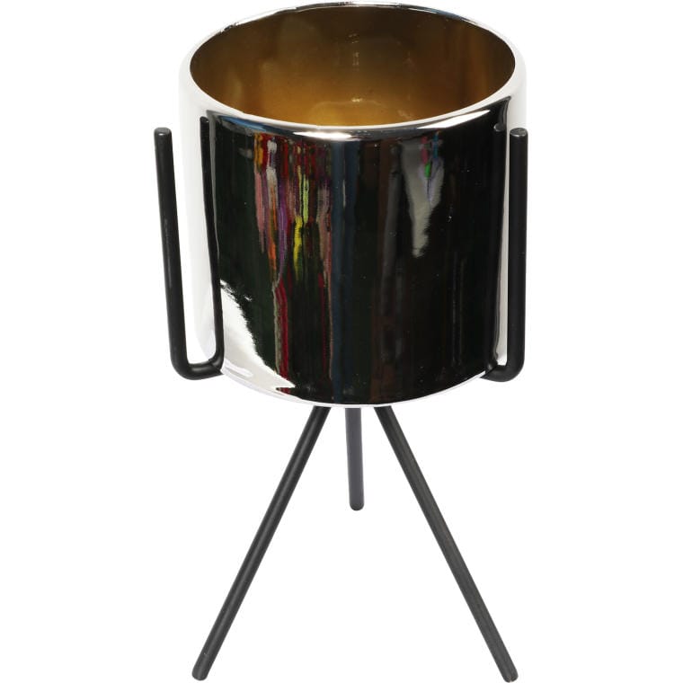 Goldene Keramikabdeckung Auf Schwarzem Metallstativ, 23 Cm