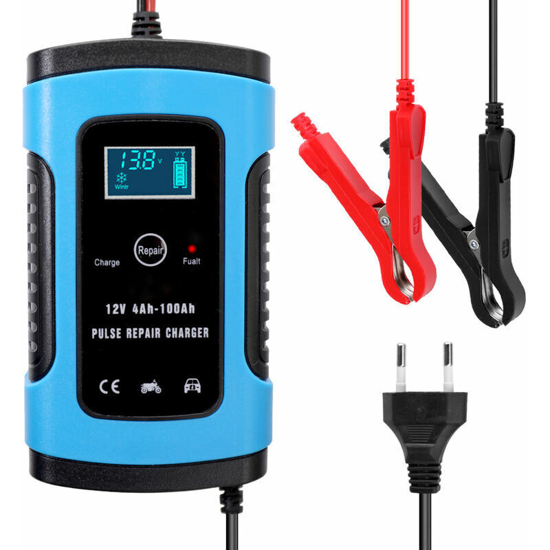 12v 6a Vollautomatisches Autobatterieladegerät, Intelligentes Schnellladen, Impulsreparaturladung, Nass-/trockenladegerät Für Blei-säure-batterien Mit Lcd-bildschirm