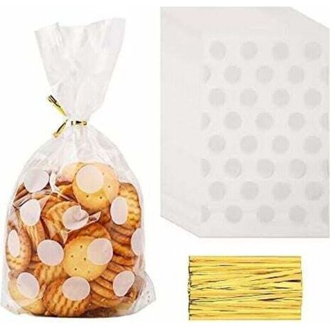 100 Durchsichtige Zellophantüten, Bonbontüten, Geschenktüten, Kekstüten, Drehverschlusstüten, Plastiktüten Für Süßwaren, Weiß