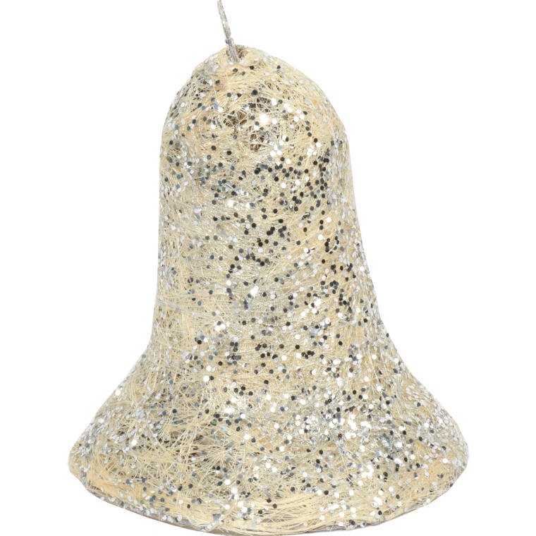 Weiße Sisalglocke Mit Silbernem Glitzer