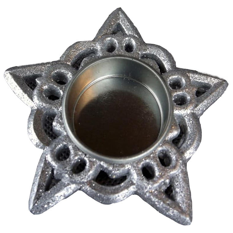 Silberner, Sternförmiger Teelichthalter, 9,5 Cm