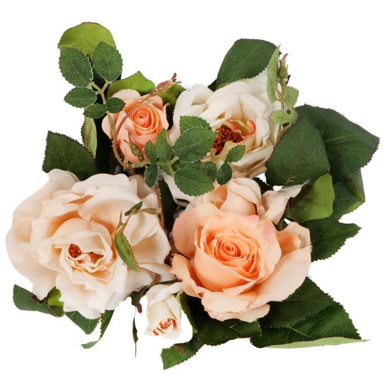 Romantischer Kranz Mit Lachsfarbenen Rosen, Durchmesser 20 Cm