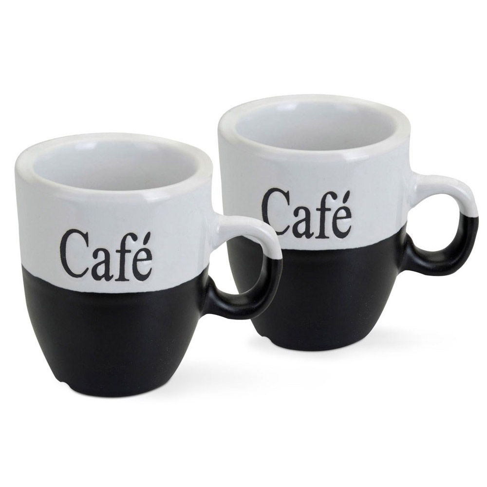 Set Aus Zwei Schwarzen Und Weißen Kaffeetassen À 150 Ml