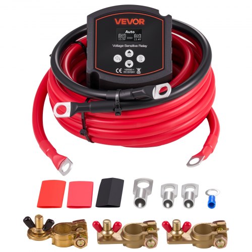 Doppelbatterie Trennrelais Kit, 12 V 300 A 6 M 33.6 Mm² (2 Awg), Vsr-spannungsempfindliches Relais Mit Voltmeter, Lcd-bildschirm, Batterie-trennschalter, Kompatibel Mit Lithium-batterien, Für Utv, Atv