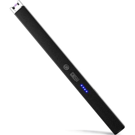 Schwarzes, Elektrisches Feuerzeug, Klimaneutrales Usb-c-bogenfeuerzeug, Taschenfeuerzeug Mit Doppeltem Sicherheitsschalter, Wind- Und Explosionsgeschützt Für Küche Und Outdoor-einsatz
