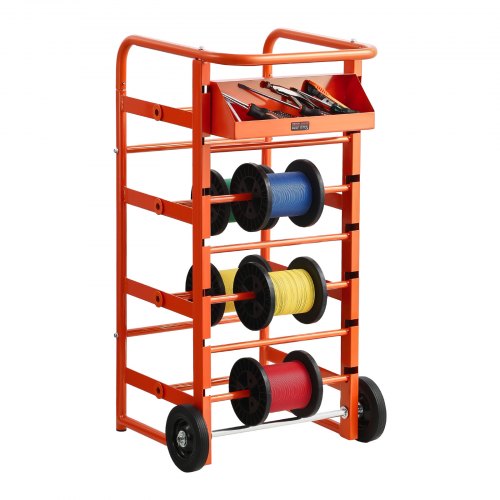 Drahtspulenhalter 440x385x970 Mm, 11 Querstangen, Rollender Kabelspulenspender, Freistehendes Kabelregal Mit Ablagefach, 136 Kg Kapazität, Für Elektro-, Industrie- Und Einzelhandel