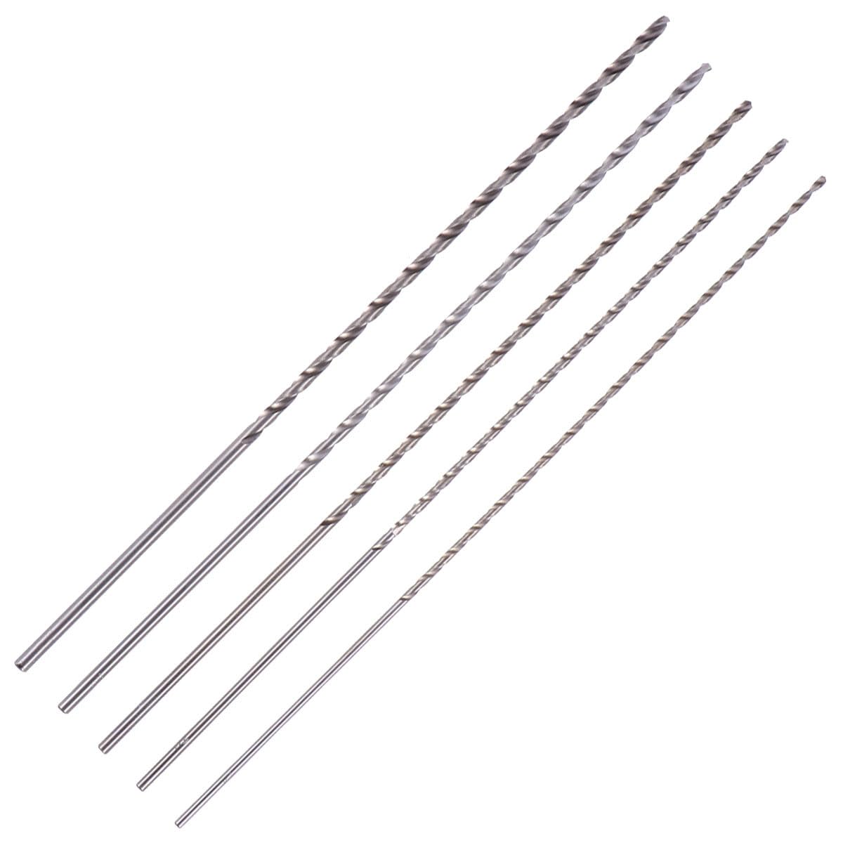 5-piece Extra Long Hss Drill Bit Set 300 Mm Twist Drill Long Set Made Of High-speed Steel With Titanium Coating 3-5 Mm For Hand Drills And Hard To Access Areas