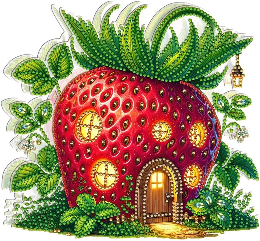 Lampe De Table En Forme De Maison De Fruits Peinte Au Diamant, Lampe De Chevet Peinte Au Diamant, Support Pour Peinture Au Diamant, Kit De Loisirs Créatifs Pour Peinture Au Diamant, Décoration De Tabl