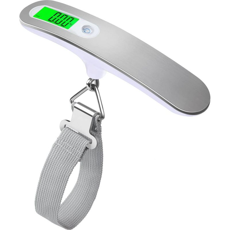 Gepäckwaage, Hochpräzise Gepäckwaage, Tragbare Kofferwaage, Elektronische Digitale Taschenwaage, 110 Lb / 50 Kg, Digitale Reisewaage Zum Aufhängen Mit Haken (weiß)
